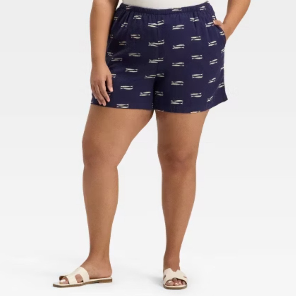 a new day High Waist Blue Shorts with Nautical Print